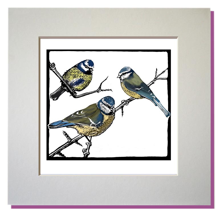 smal blue tit print